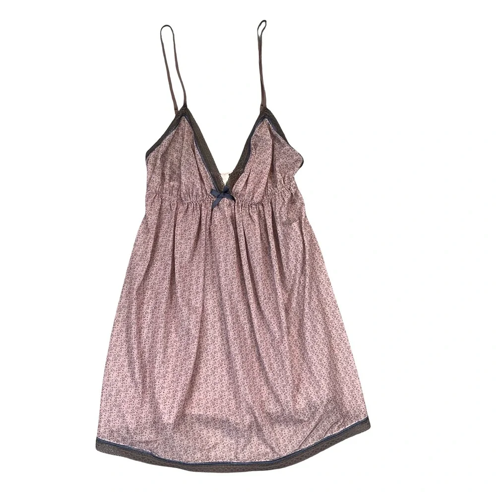 Gilligan & O'Malley Womens Chemise Lavender Floral Lace Babydoll Sleepwear XS